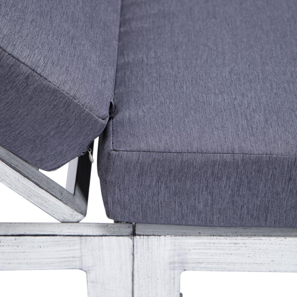 Chelsea Modern Outdoor Weathered Grey Chaise Lounge Chair With Cushions. Picture 11