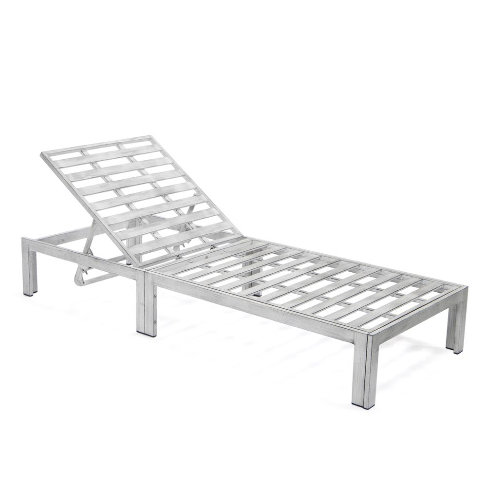 Chelsea Modern Outdoor Weathered Grey Chaise Lounge Chair With Cushions. Picture 12