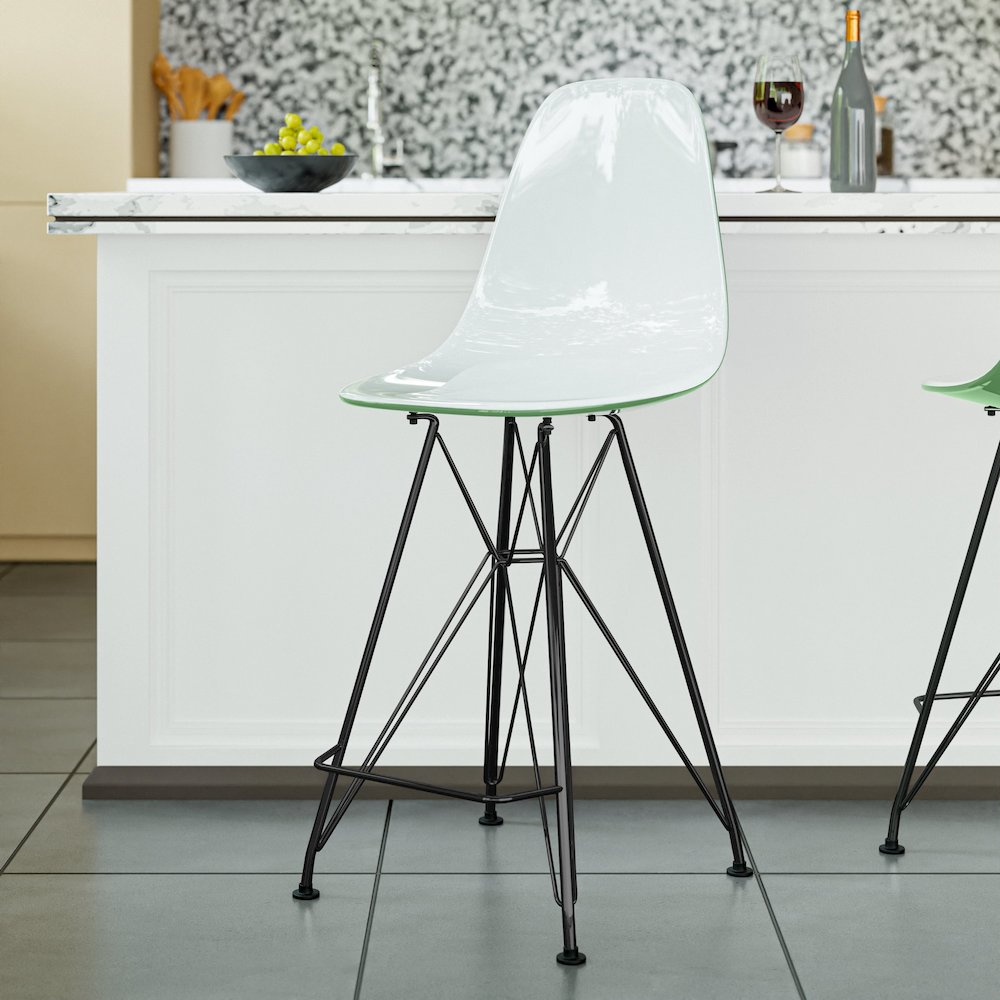 Modern Acrylic Bar stool Cresco Collection Black Base with White/Green seat. Picture 21