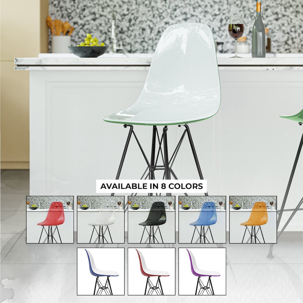 Modern Acrylic Bar stool Cresco Collection Black Base with White/Green seat. Picture 23