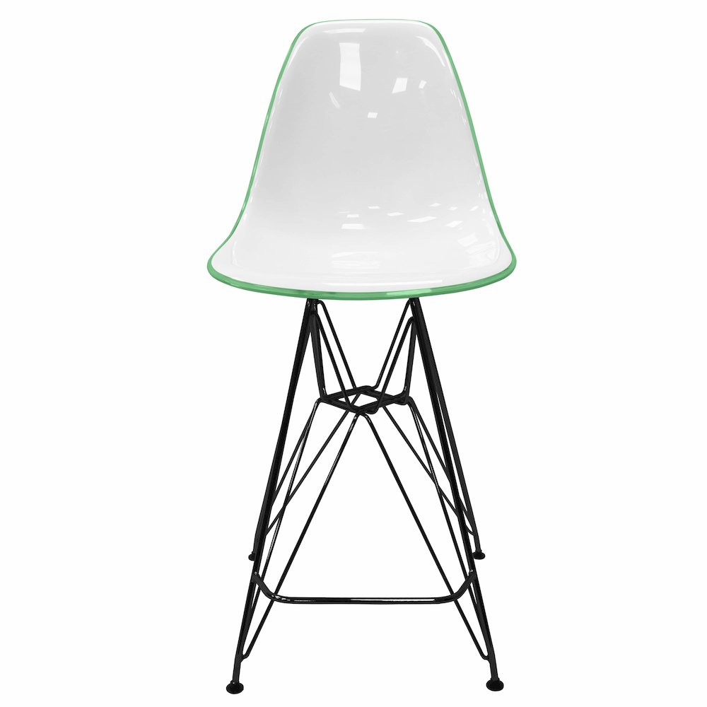 Modern Acrylic Bar stool Cresco Collection Black Base with White/Green seat. Picture 26
