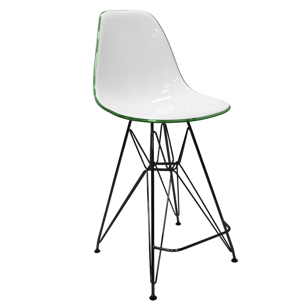 Modern Acrylic Bar stool Cresco Collection Black Base with White/Green seat. Picture 16
