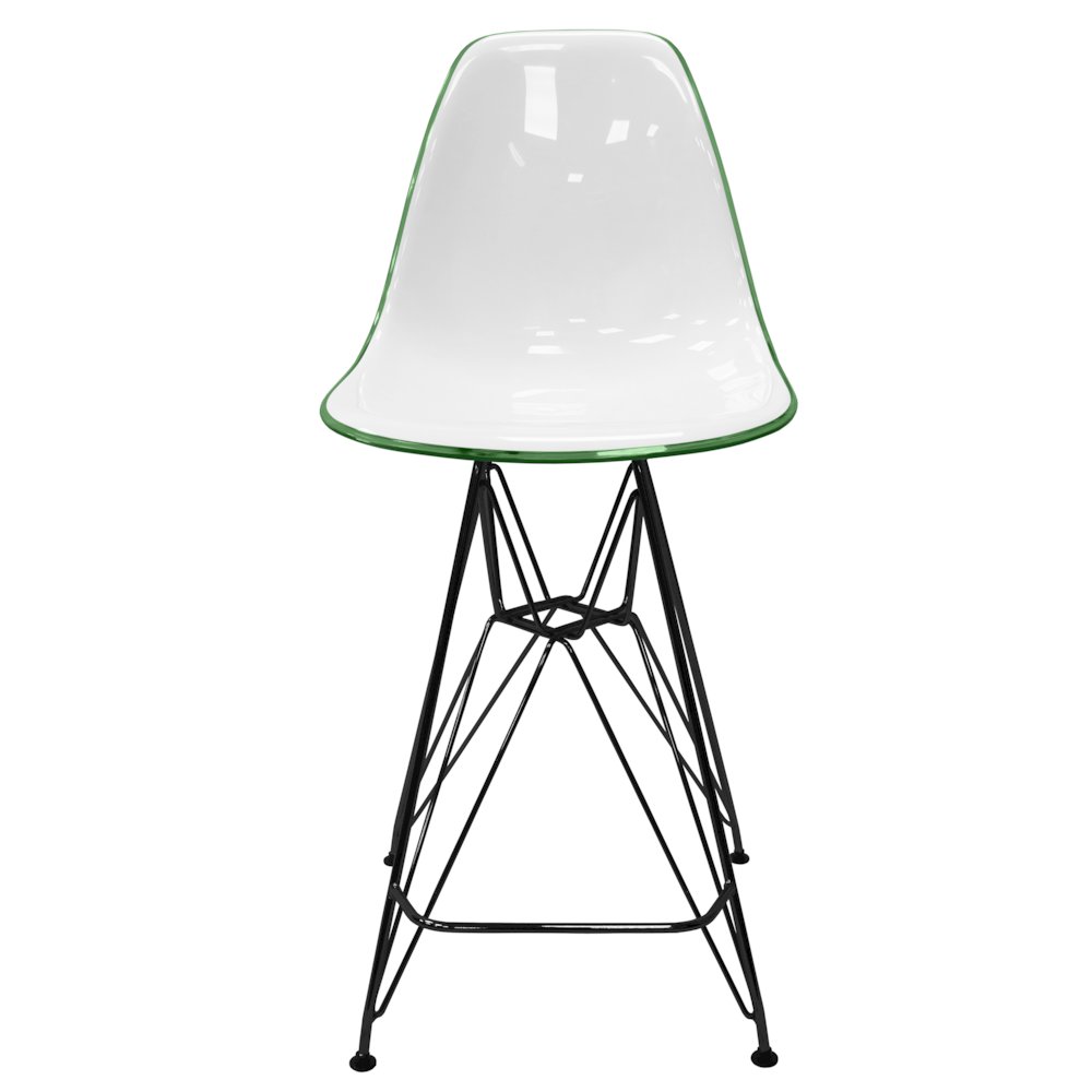 Modern Acrylic Bar stool Cresco Collection Black Base with White/Green seat. Picture 17