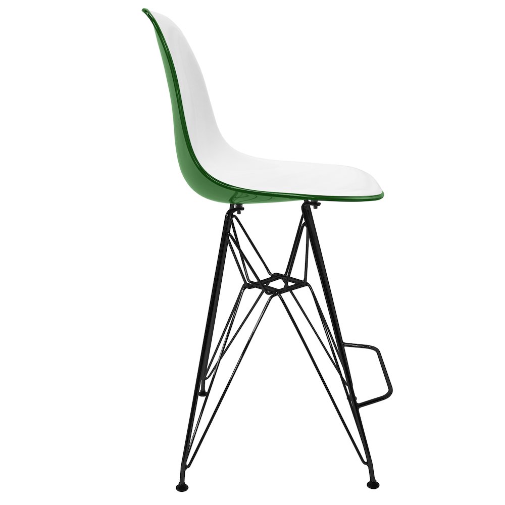 Modern Acrylic Bar stool Cresco Collection Black Base with White/Green seat. Picture 14