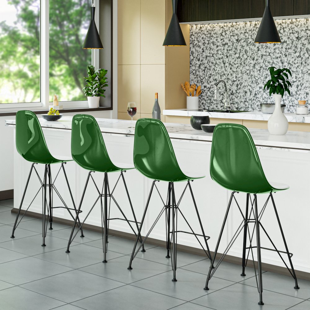 Modern Acrylic Bar stool Cresco Collection Black Base with White/Green seat. Picture 20