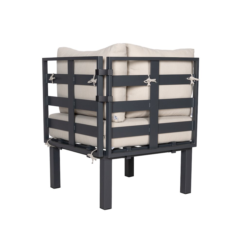 Chelsea 7-Piece Patio Sectional And Fire Pit Table Black Aluminum With Cushions. Picture 100