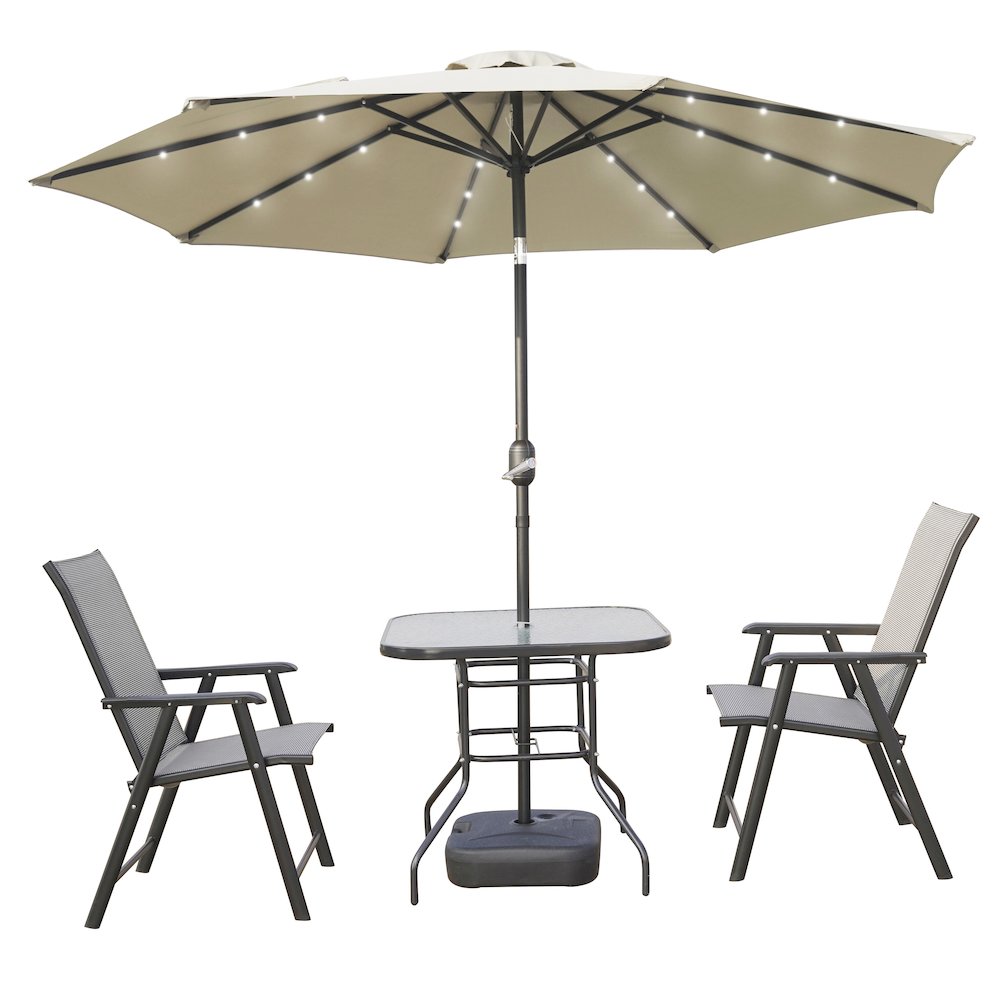 Sierra Outdoor Patio Umbrella with Base in Cream. Picture 2