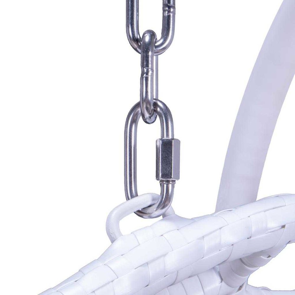 White Wicker Hanging 2 person Egg Swing Chair. Picture 11