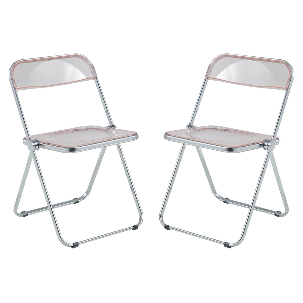 Lawrence Acrylic Folding Chair With Metal Frame, Set of 2. Picture 7