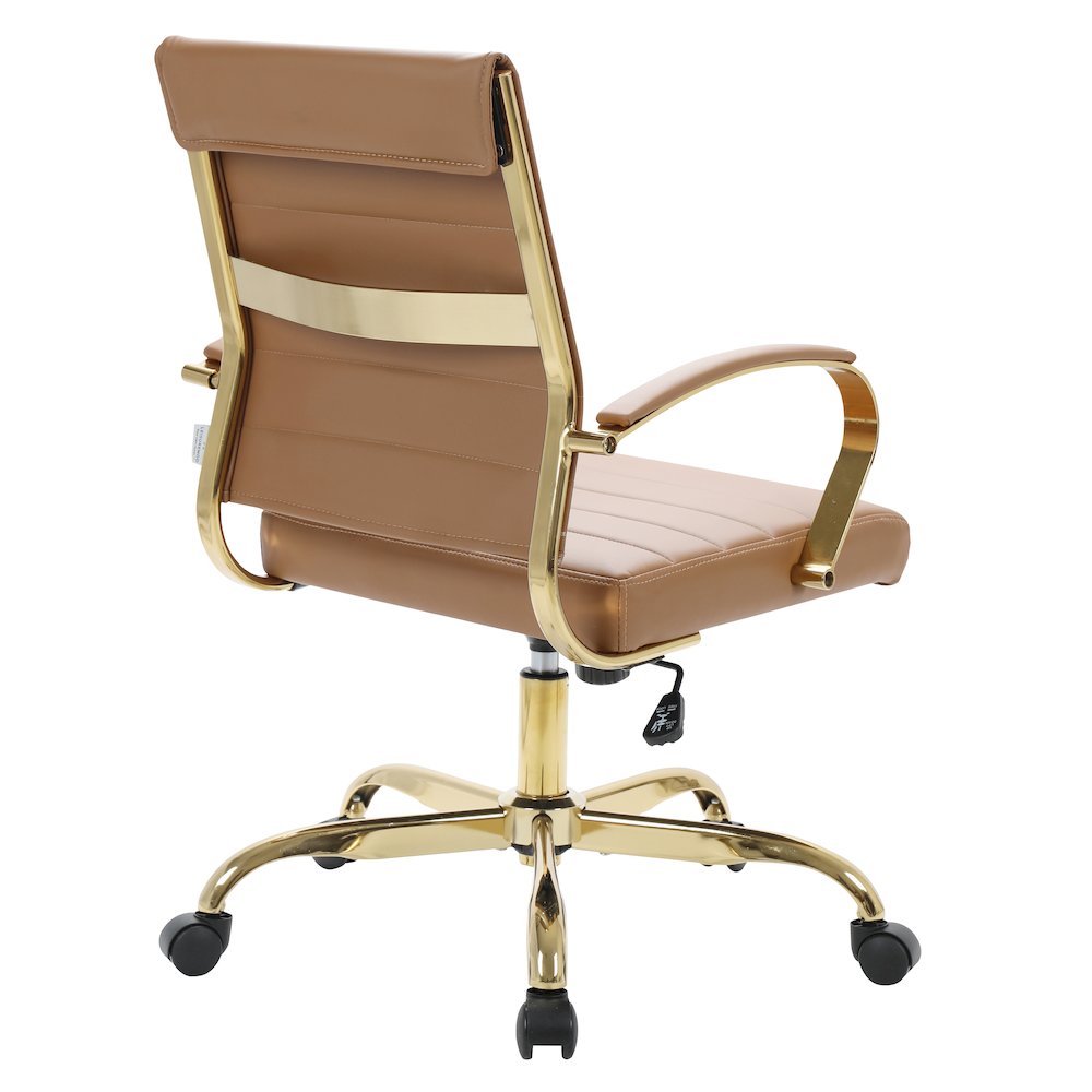 Benmar Home Leather Office Chair With Gold Frame. Picture 3