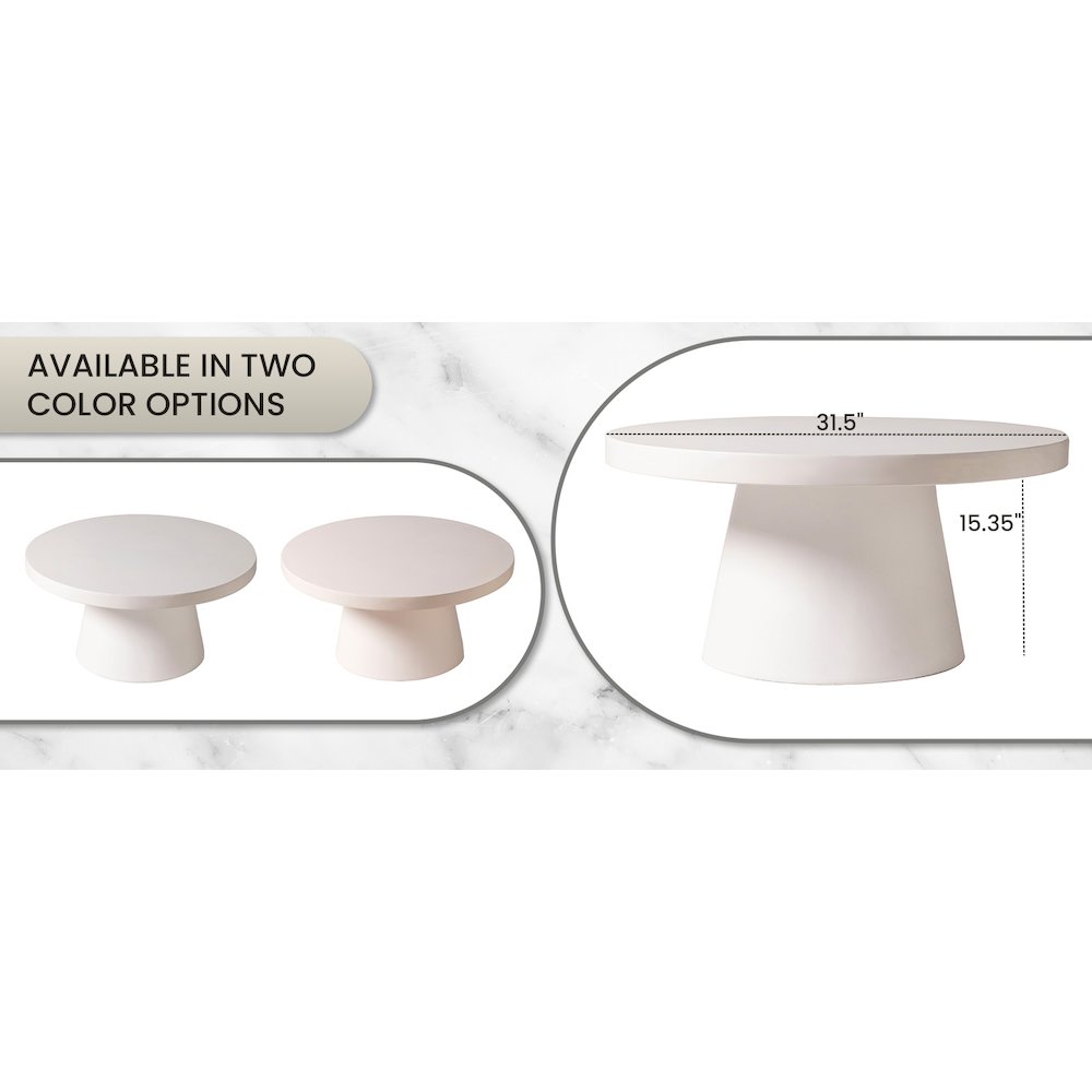 Dune Collection Fiberglass Outdoor Coffee Table In White. Picture 15
