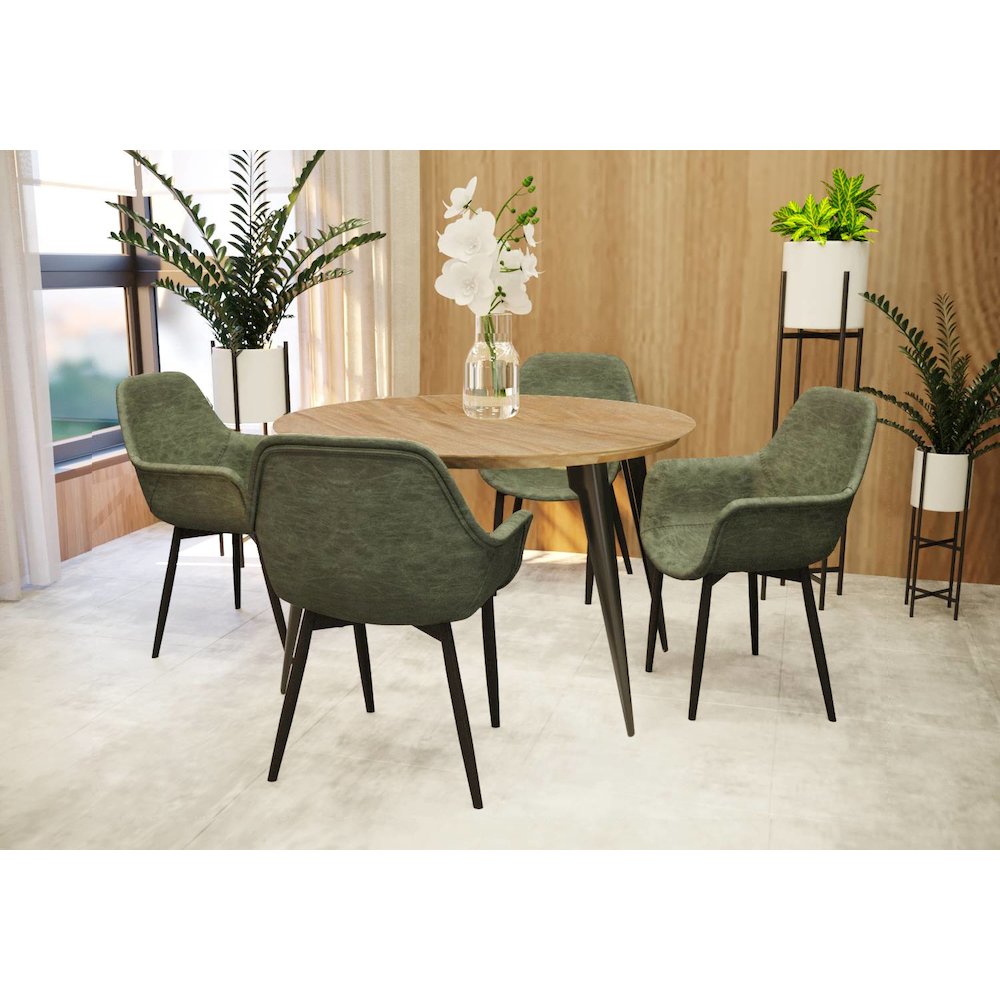 Markley Modern Leather Dining Arm Chair With Metal Legs Set of 4. Picture 9