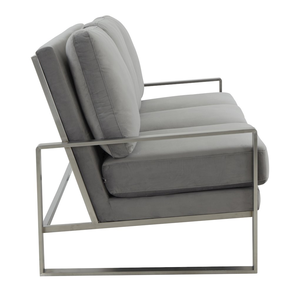 Jefferson Contemporary Modern Design Velvet Sofa With Silver Frame. Picture 4