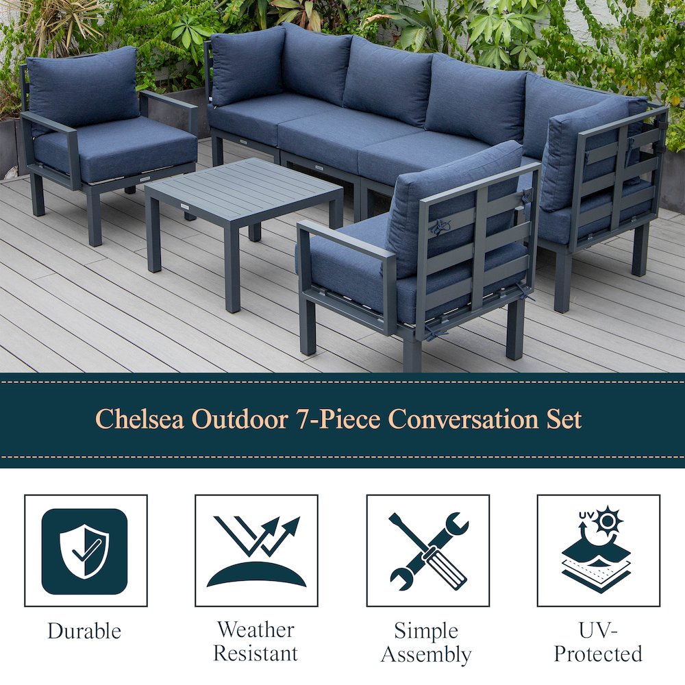 Chelsea 7-Piece Patio Sectional And Coffee Table. Picture 42