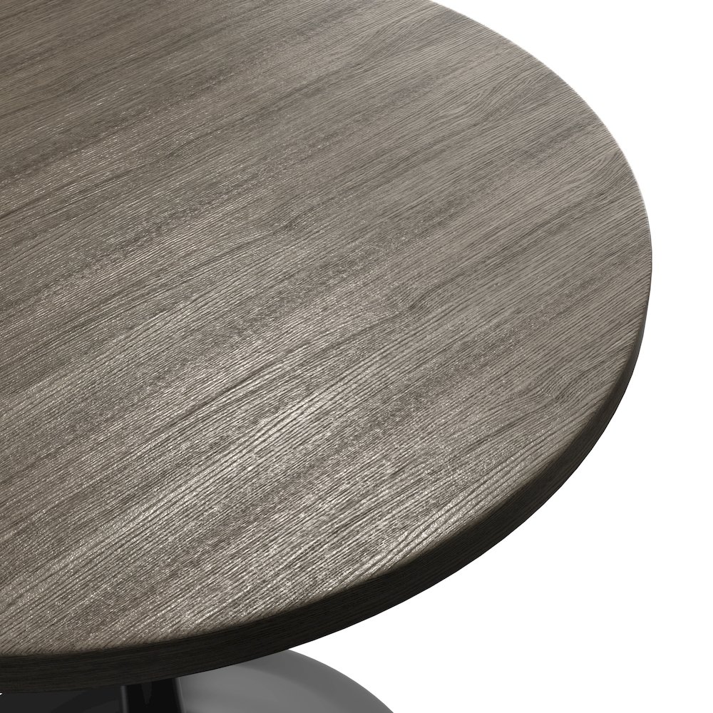 Verve Collection 27 Round Dining Table, Black Base with Dark Maple MDF Top. Picture 11