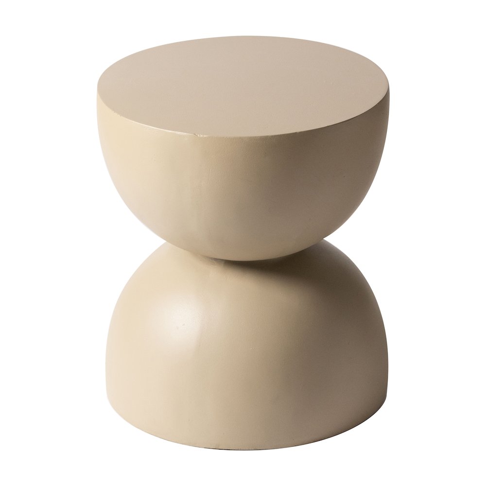 Sage Collection Fiberglass Outdoor Side Table in Beige. Picture 21