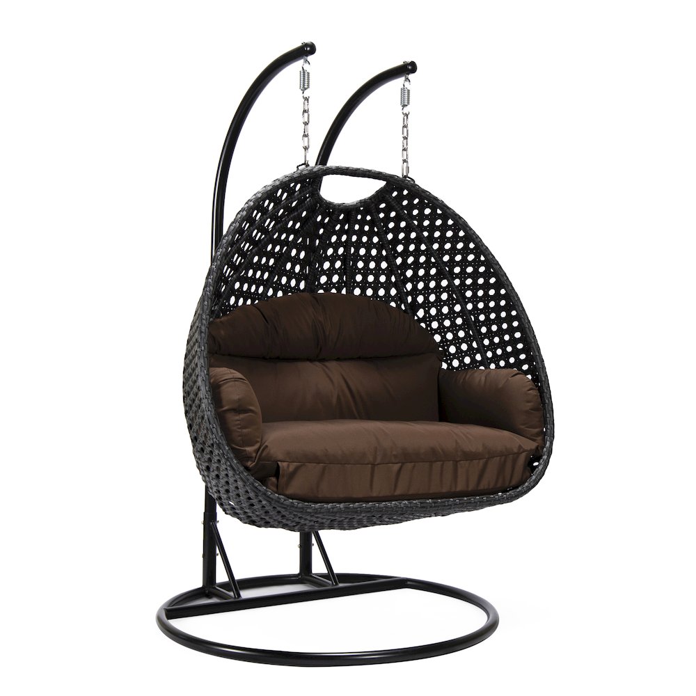 Mendoza Charcoal Wicker Hanging 2 person Egg Swing Chair. Picture 8