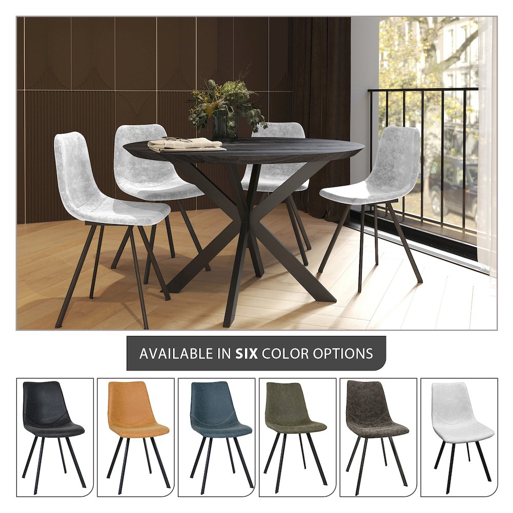 Markley Modern Leather Dining Chair With Metal Legs, Light Grey. Picture 35