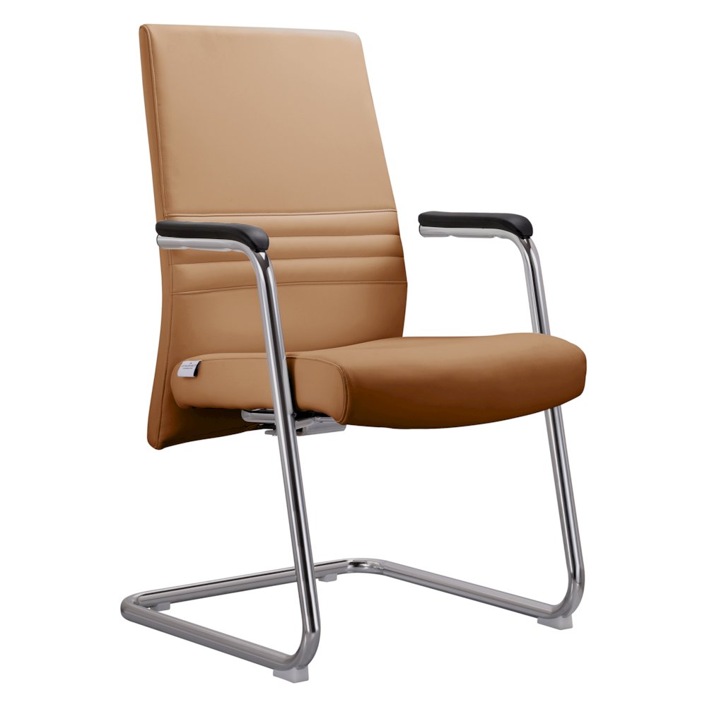 Aleen Series Guest Office Chair In Acorn Brown Leather. Picture 1
