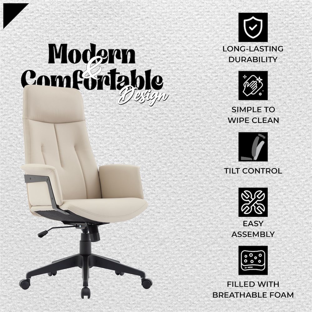 Inifini Collection Modern Office Chair In Tan. Picture 5