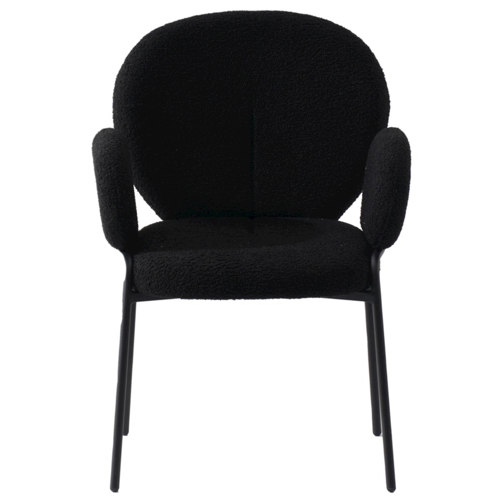 Celestial Series Boucle Dining Arm Chair, Black Frame with Black Fabric Set of 2. Picture 3