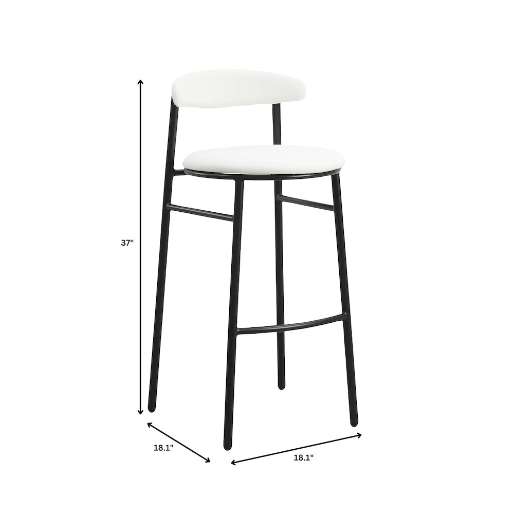 Lume Collection Modern Bar Stool in White Set of 2. Picture 10