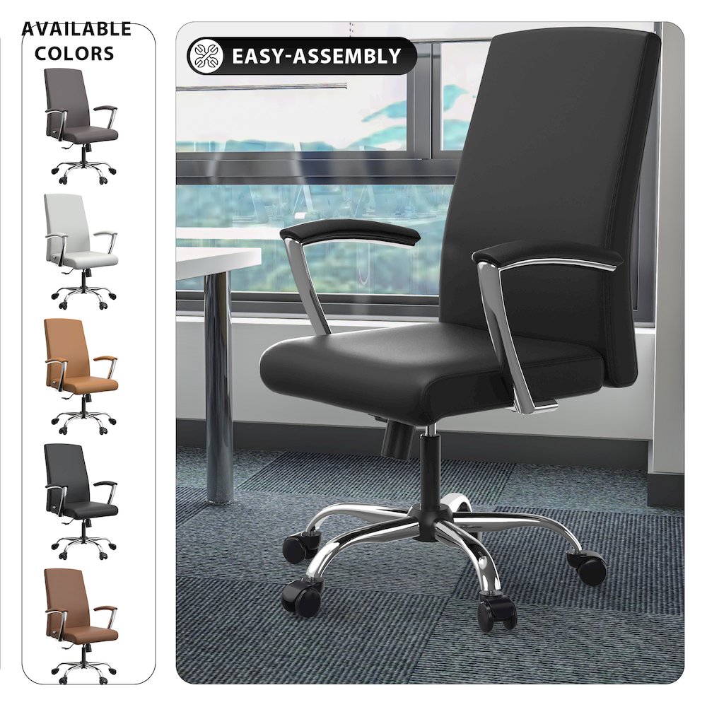 Evander Office Guest Chair in Black Leather. Picture 4