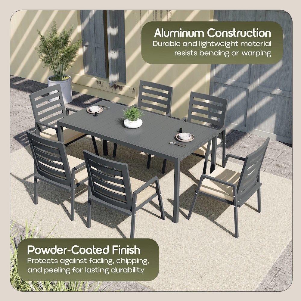 Marlin Extenable outdoor Dining Table 78-118 in Black. Picture 10