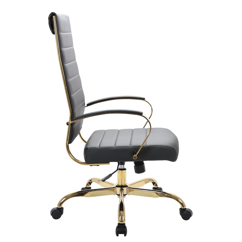 Benmar High-Back Leather Office Chair With Gold Frame. Picture 9