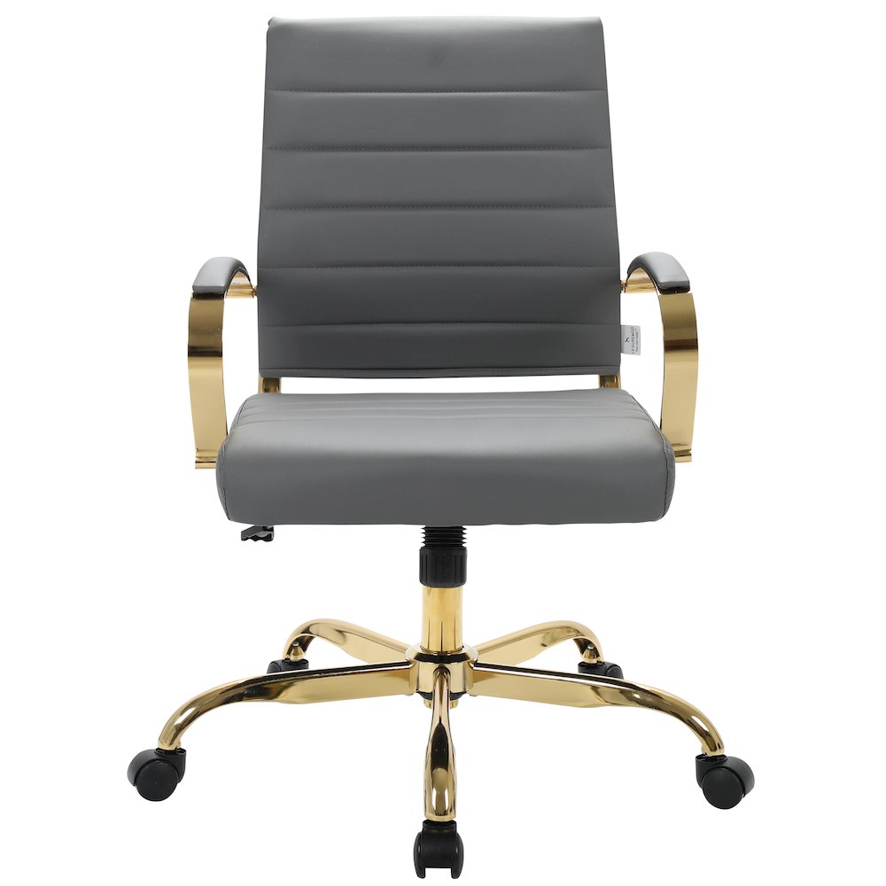 Benmar Home Leather Office Chair With Gold Frame. Picture 7