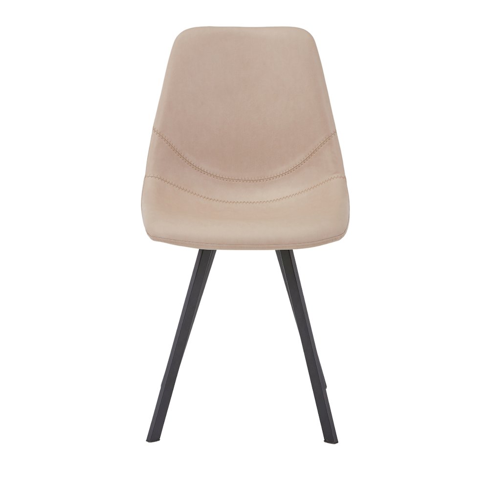 Markly Modern Leather Dining Chair With Metal Legs in Taupe. Picture 20