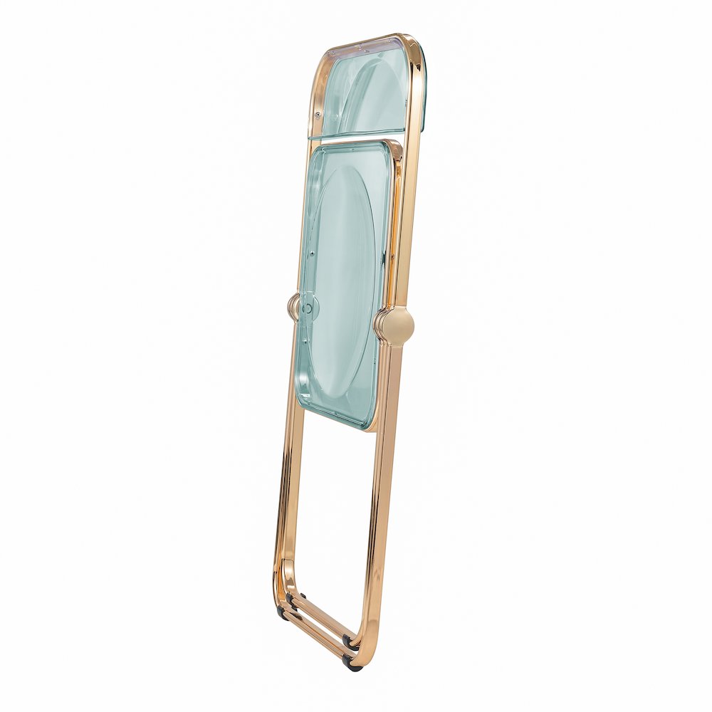 Lawrence Acrylic Folding Chair With Gold Metal Frame. Picture 11