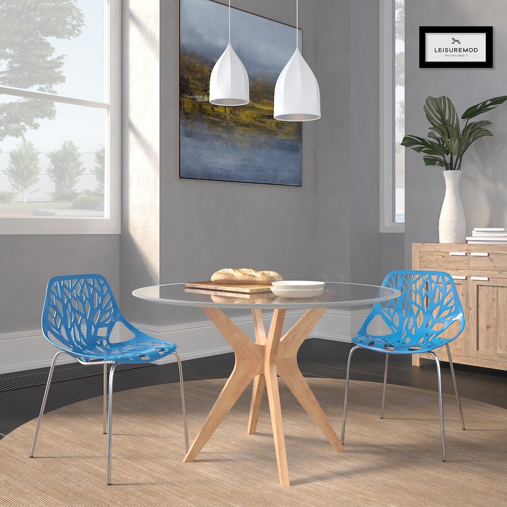 Modern Asbury Dining Chair w/ Chromed Legs, Set of 2. Picture 2