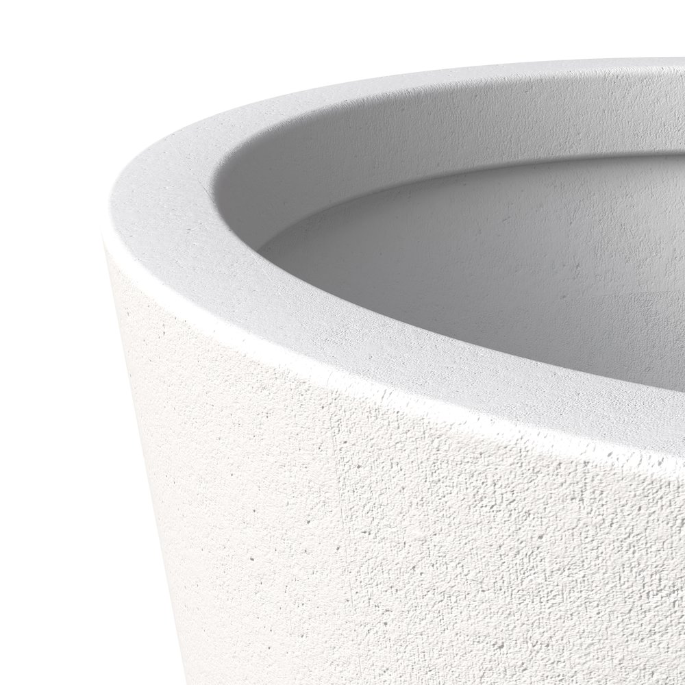 Pebble Series Poly Stone Planter 19.7." Dia 27.6" High in White. Picture 9