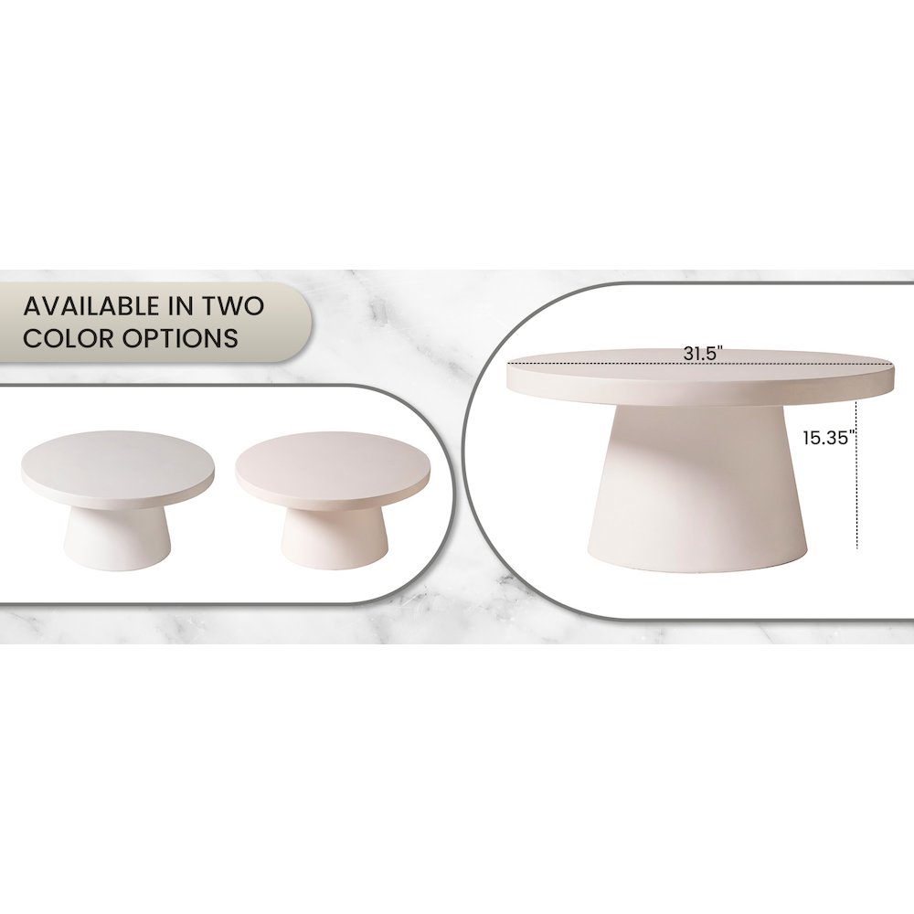 Dune Collection Fiberglass Outdoor Coffee Table In Grey. Picture 11