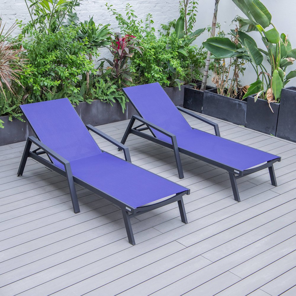 Marlin Patio Chaise Lounge Chair in Navy Blue. Picture 1