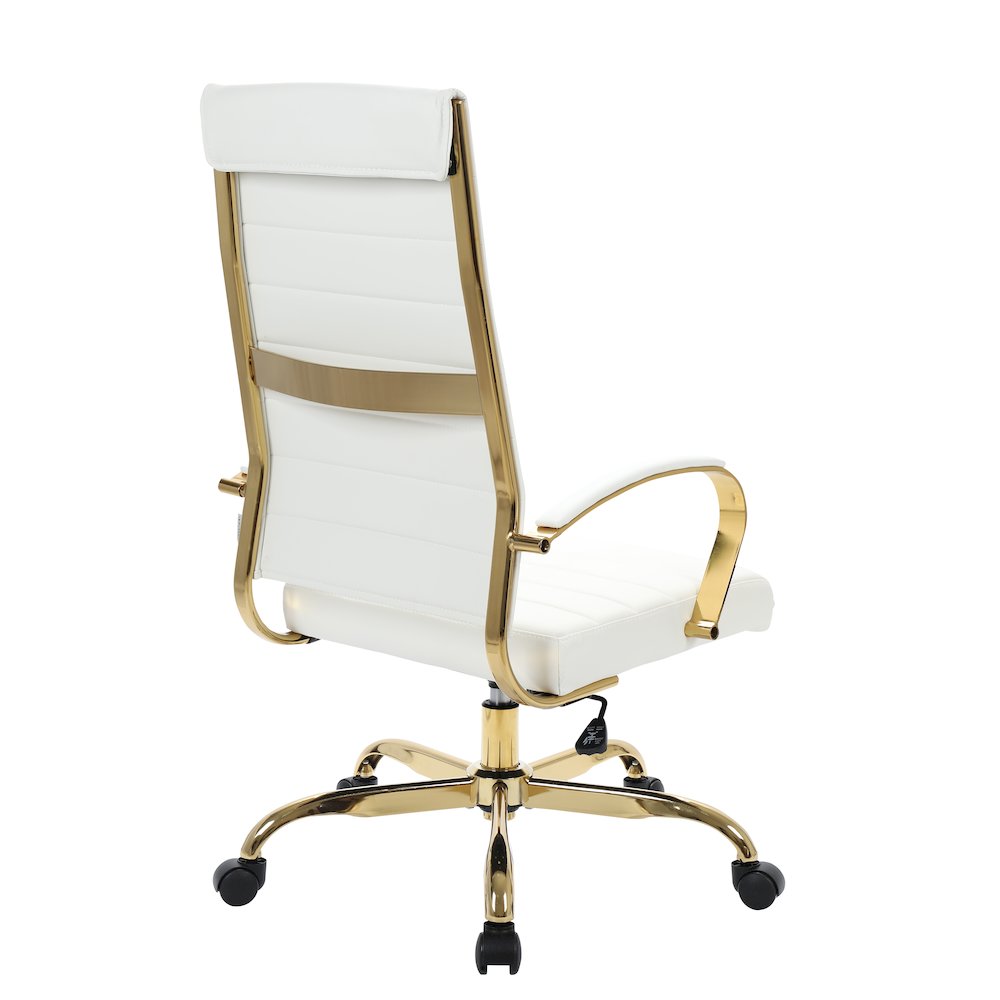 Benmar High-Back Leather Office Chair With Gold Frame. Picture 11