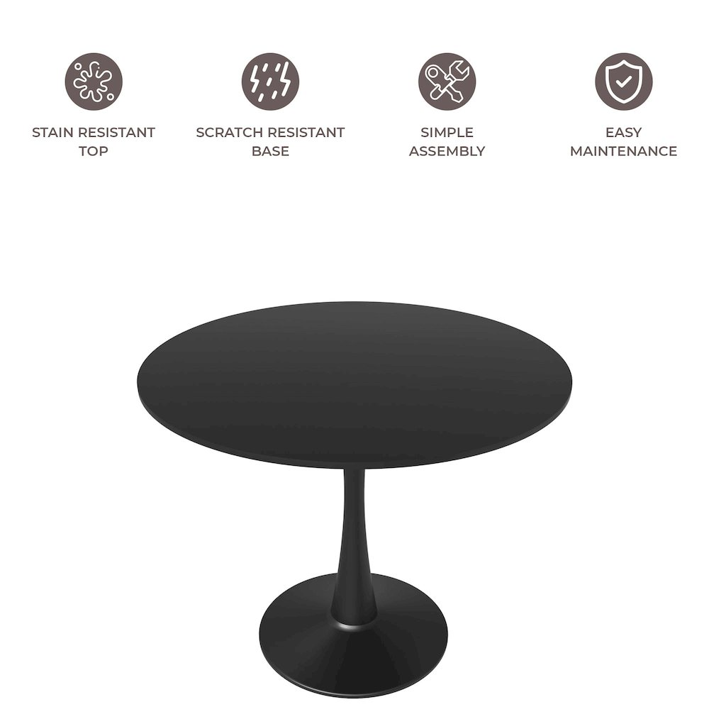 Bristol, 40" Round dining table in Black Base with Black top. Picture 13