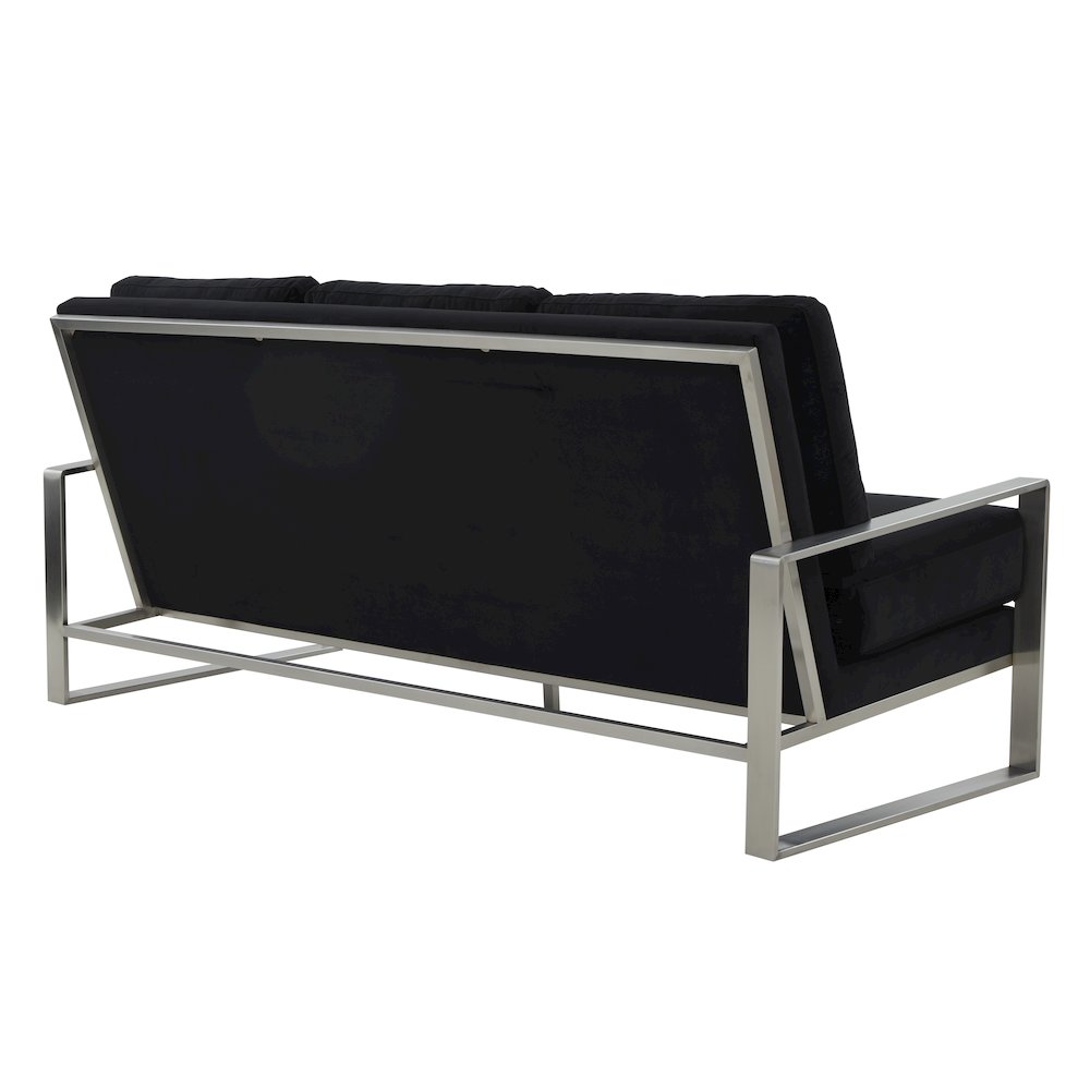 Jefferson Contemporary Modern Design Velvet Sofa With Silver Frame. Picture 5
