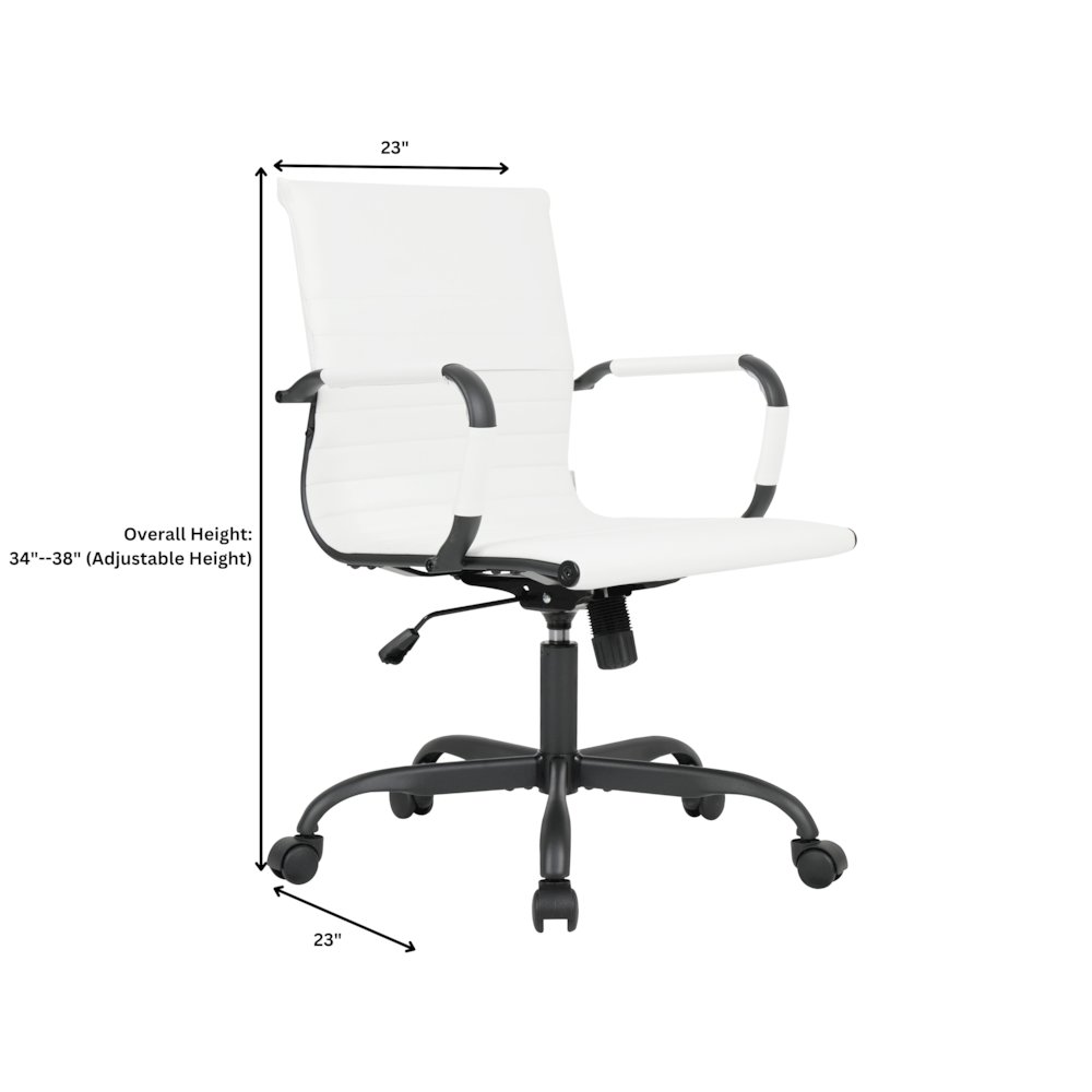 Harris Leather Home Office Chair in White With Black Frame. Picture 2