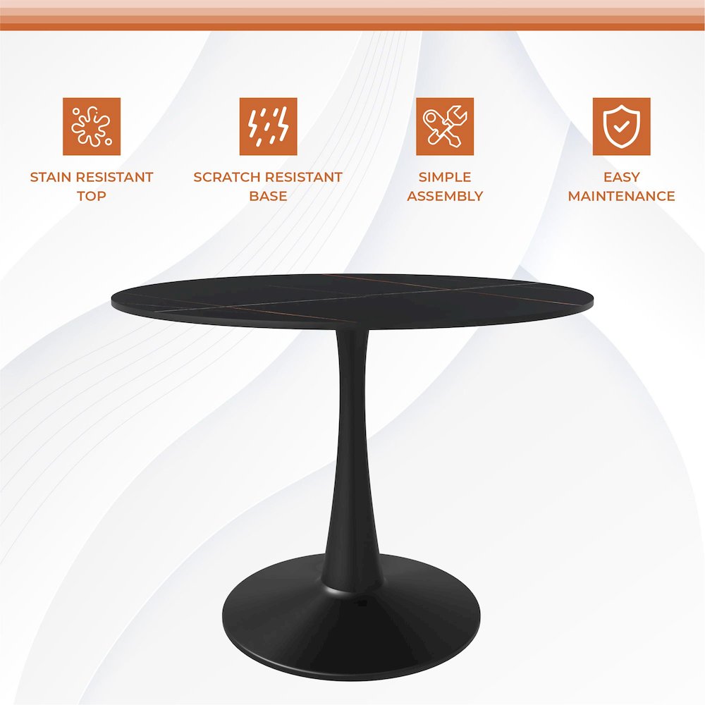 Bristol 40" round dining table Black base with Black Sintered stone Top. Picture 20