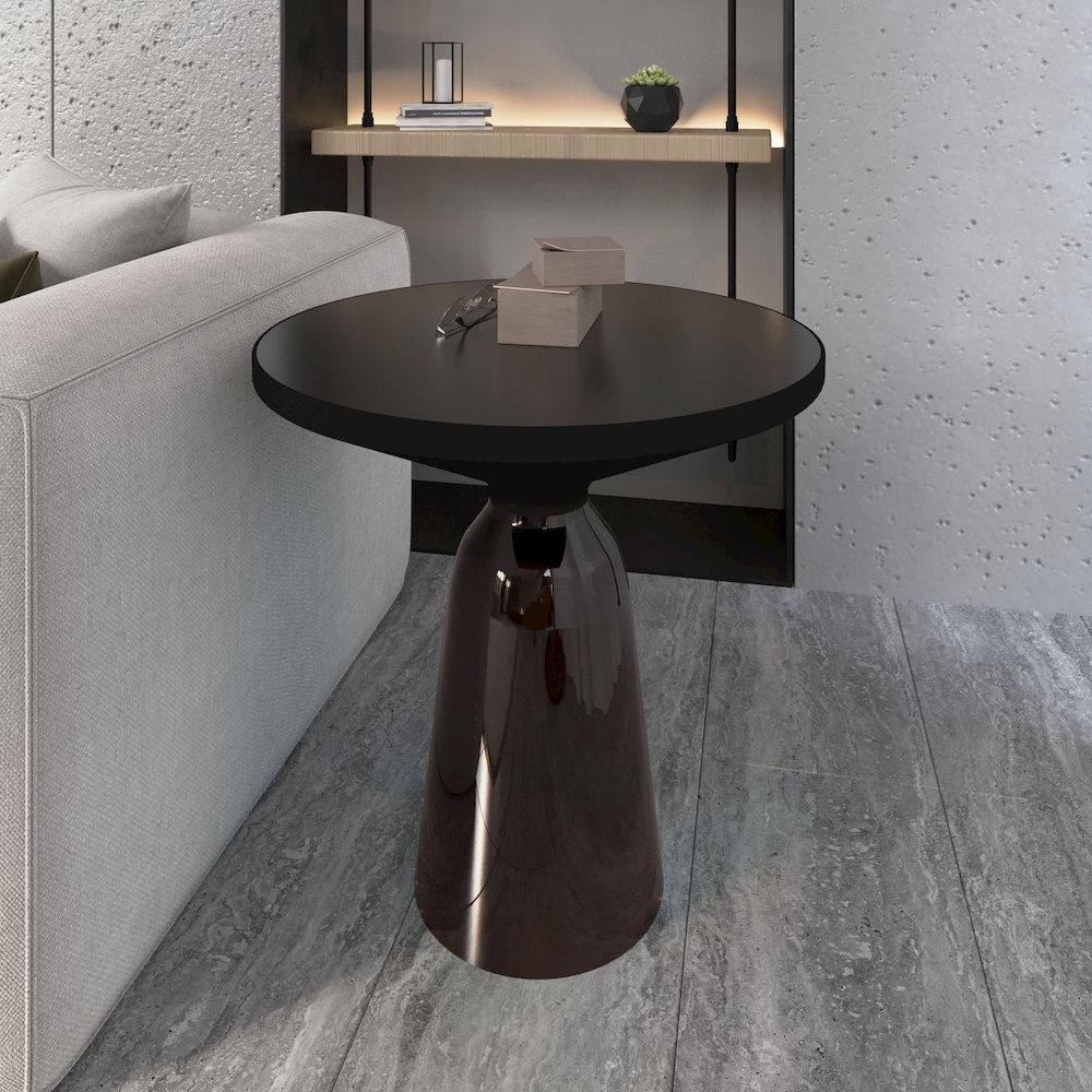 Tully Collection Glass side Table Grey glass, Black Rim with Black Glass top. Picture 9