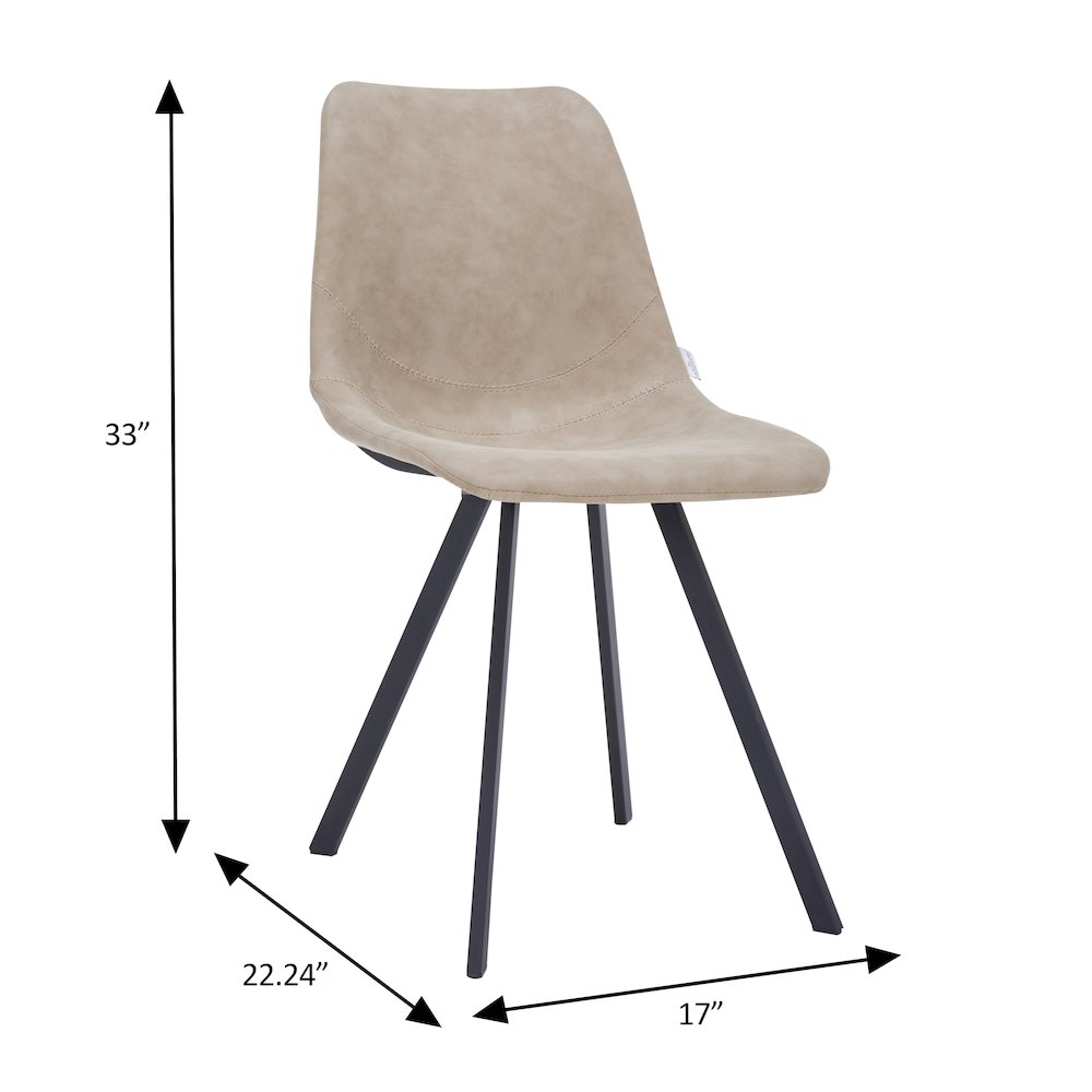 Markly Modern Leather Dining Chair With Metal Legs in Taupe Set of 4. Picture 1