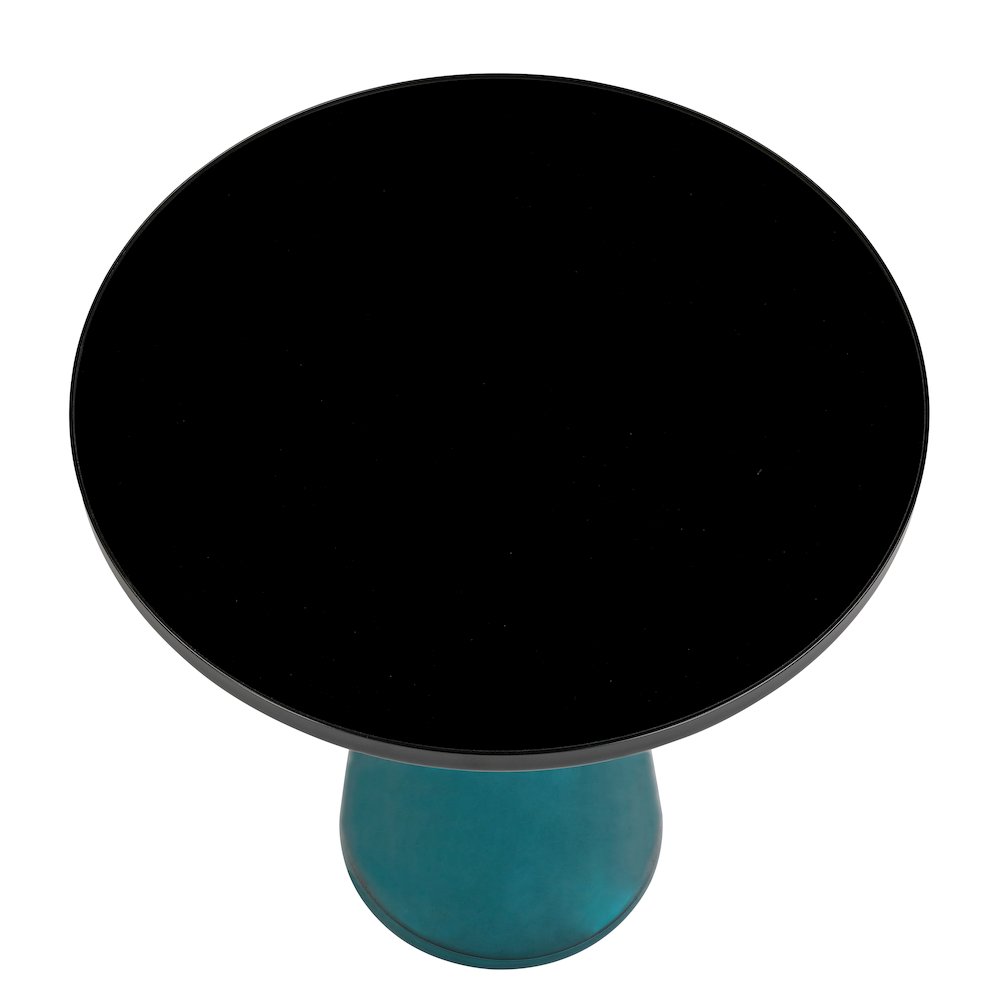 Tully Collection Glass side Table Blue glass, Black Rim with Black Glass top. Picture 10