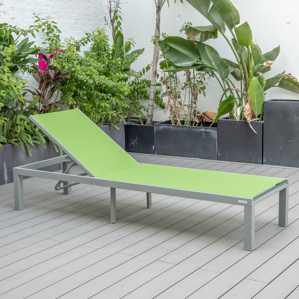 Marlin Patio Chaise Lounge Chair With Grey Aluminum Frame. Picture 4