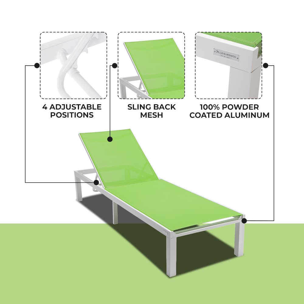 Marlin Patio Chaise Lounge Chair With White Aluminum Frame. Picture 17