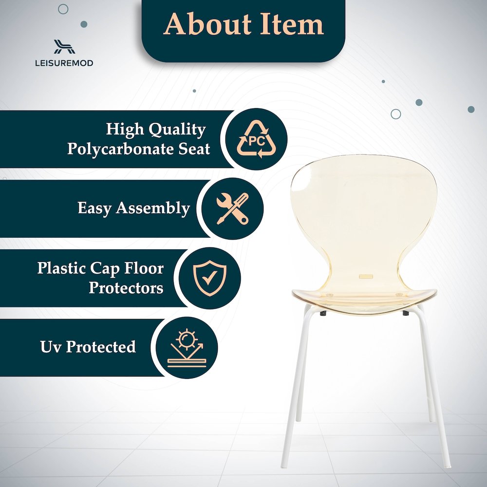 Modern Oyster Transparent Side Chair in White Base. Picture 7