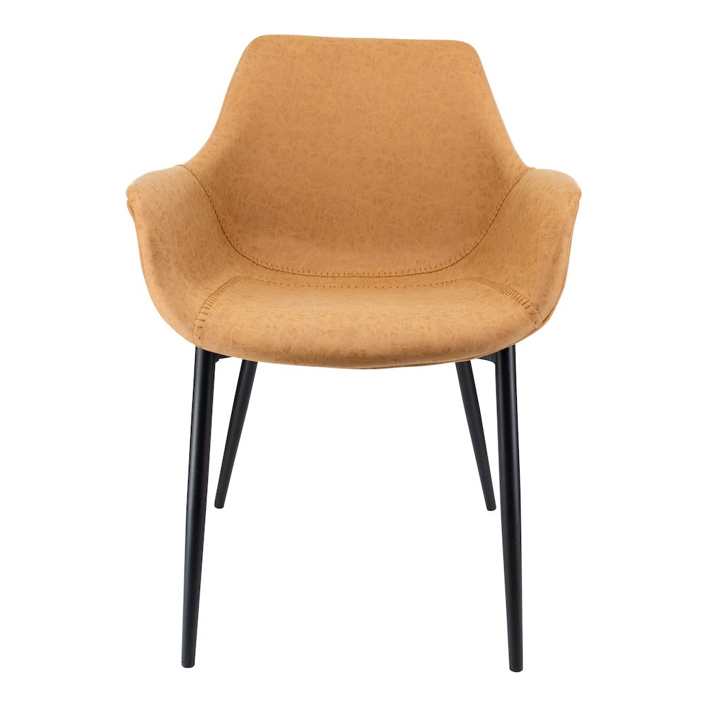 Markley Modern Leather Dining Arm Chair With Metal Legs Set of 2. Picture 8