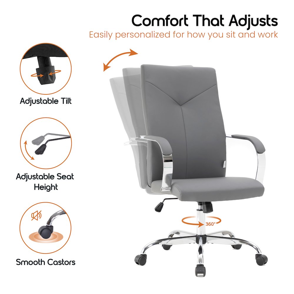Sonora Modern High-Back Leather Office Chair. Picture 10