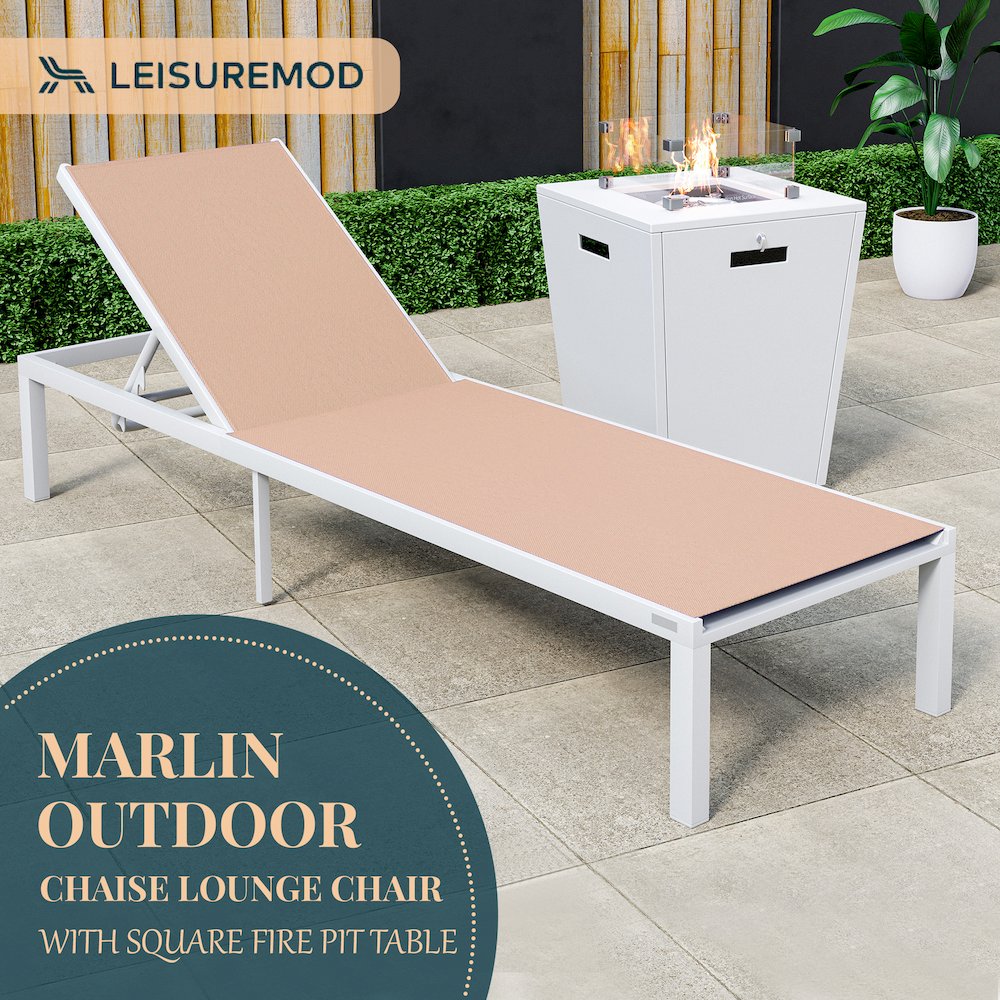 Marlin Modern White Aluminum Outdoor Patio Chaise Lounge Chair. Picture 5